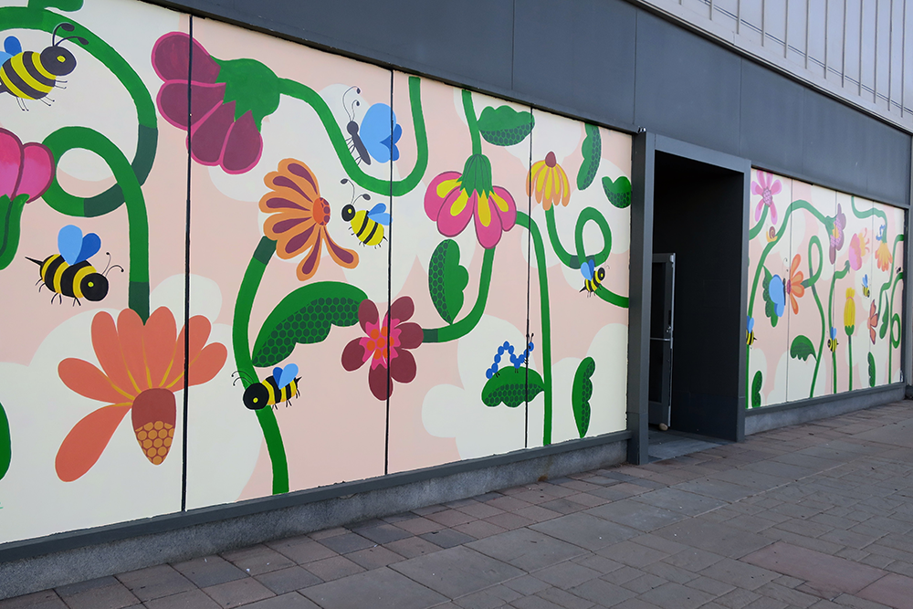 Floral mural at Aspen Grove created and painted by ACC Drawing 2 students