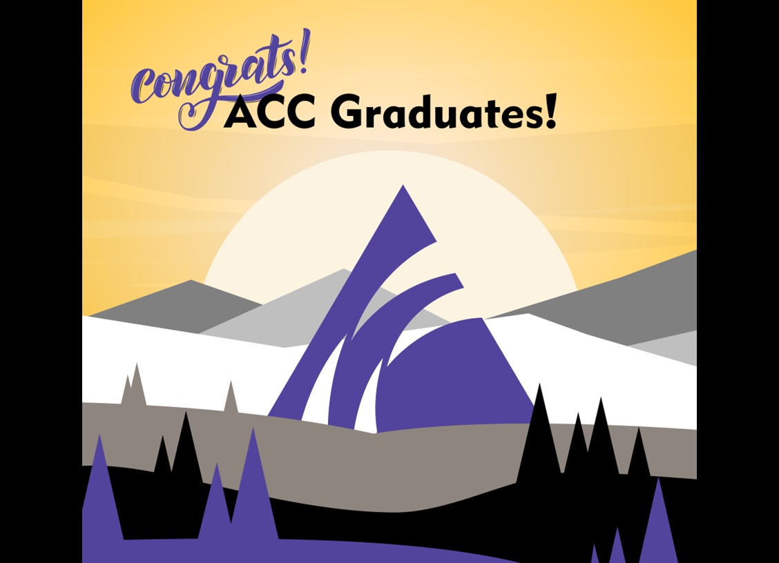 Congrats, ACC graduates! ACC logo and mountains behind.