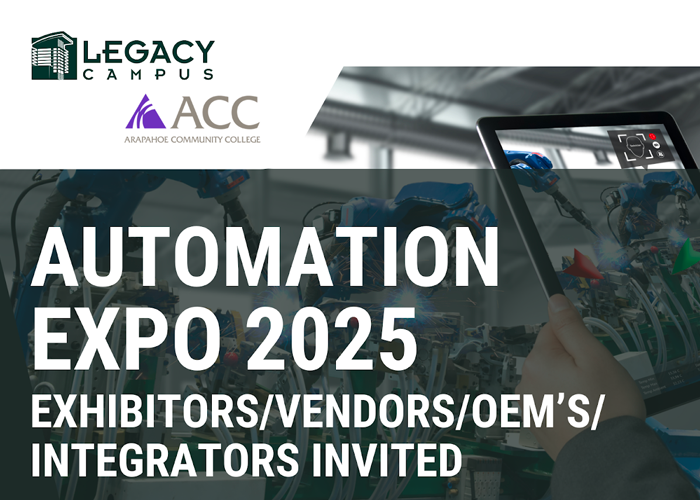 ACC logo, Legacy Campus logo, automation equipment and tablet - Automation Expo 2025 - Exhibitors/Vendors/OEM's/Integrators invited