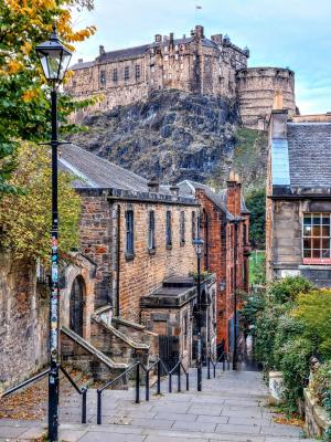 English street and buildings.