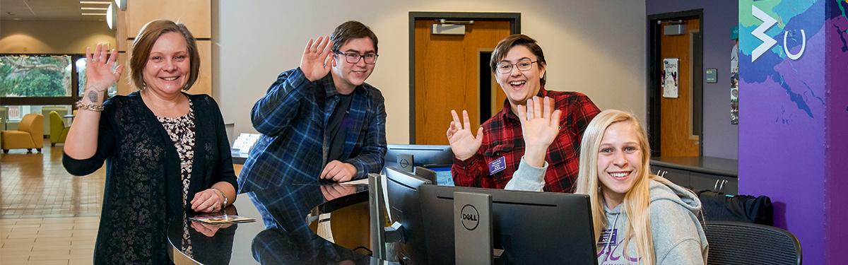 Students at the Welcome Center