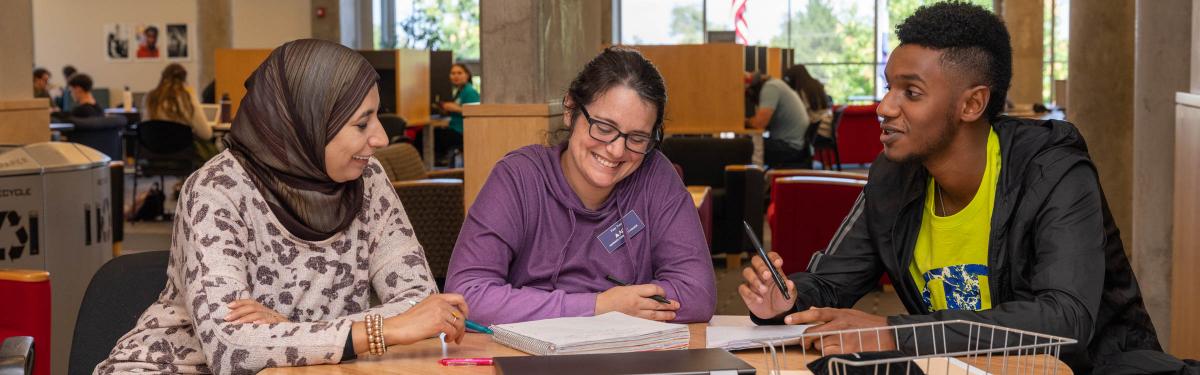 ACC students and student tutors in Tutoring and Learning Resources in the Library & Learning Commons at the Littleton Campus. 