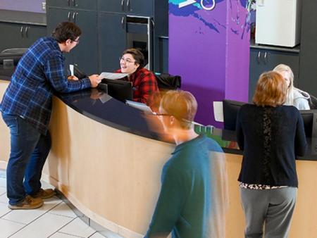 Arapahoe Community College Welcome Center on the 2nd floor of the Littleton Campus.