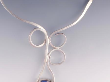 Debbie Davidson-Stanfill Forged Silver Statement Choker with Sodalite and Cubic Zirconia