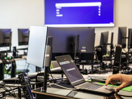 Cybersecurity classroom and computers at Sturm Collaboration Campus at Castle Rock