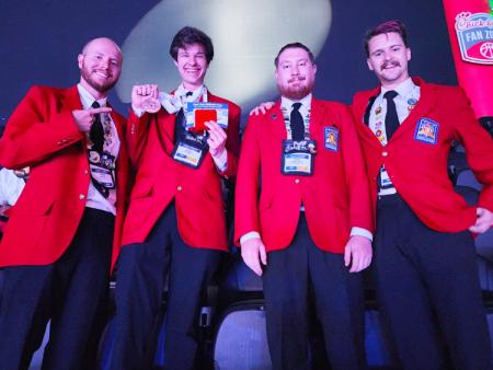 ACC Skills USA Nationals team in red blazers, wearing medals.