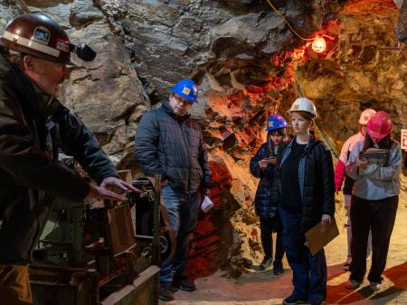 ACC Geology students and faculty member on a field trip to a gold mine in Colorado.