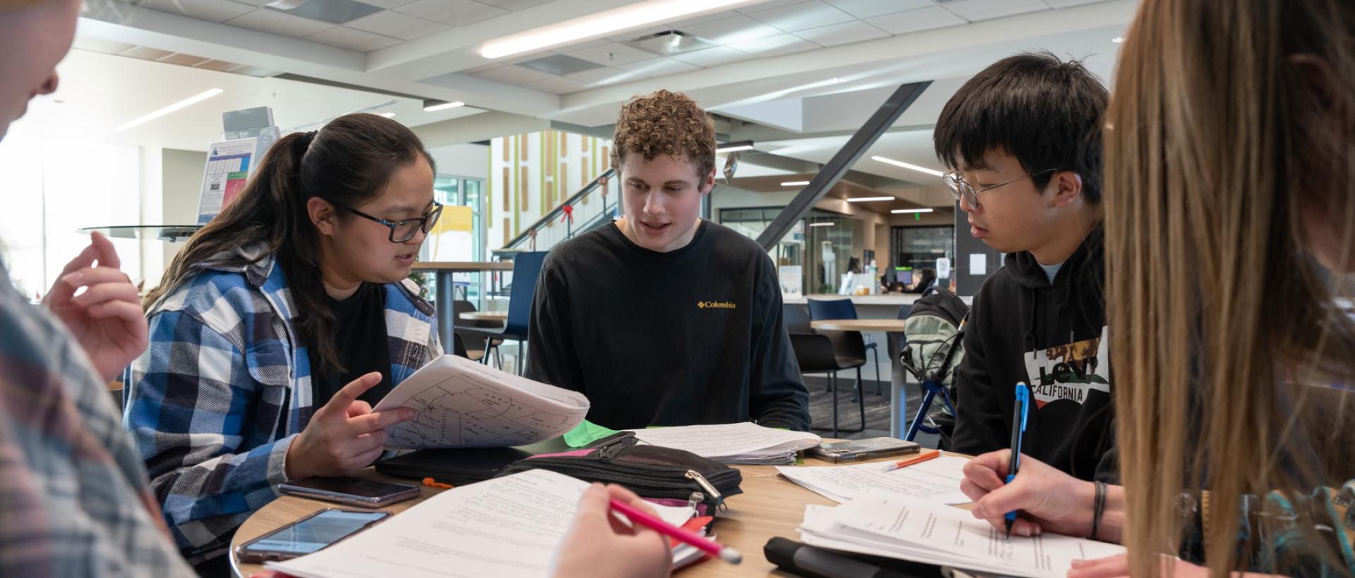 ACC students studying in the student lounge at Sturm Collaboration Campus at Castle Rock