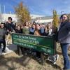 ACC Bio research team of students pose next to Center for Vector-borne Infectious Diseases (CVID) sign at Colorado State University in Fort Collins.