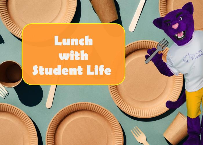 Lunch with Student Life - (plates and Summit, ACC's Puma mascot)