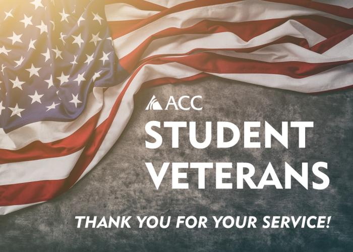 Student Veterans - thank you for your service! (American Flag and ACC logo)