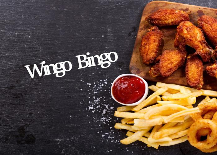 Wingo Bingo (chicken wings, french fries, onion rings, and ketchup)