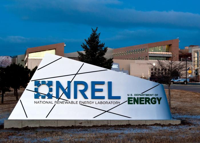 NREL sign outside of the NREL building